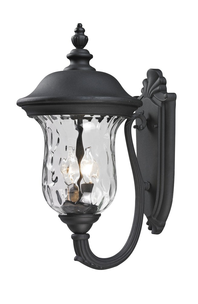 Z-Lite-533M-BK-Armstrong - 2 Light Outdoor Wall Mount in Gothic Style - 10 Inches Wide by 19.5 Inches High   Black Finish with Clear Water Glass