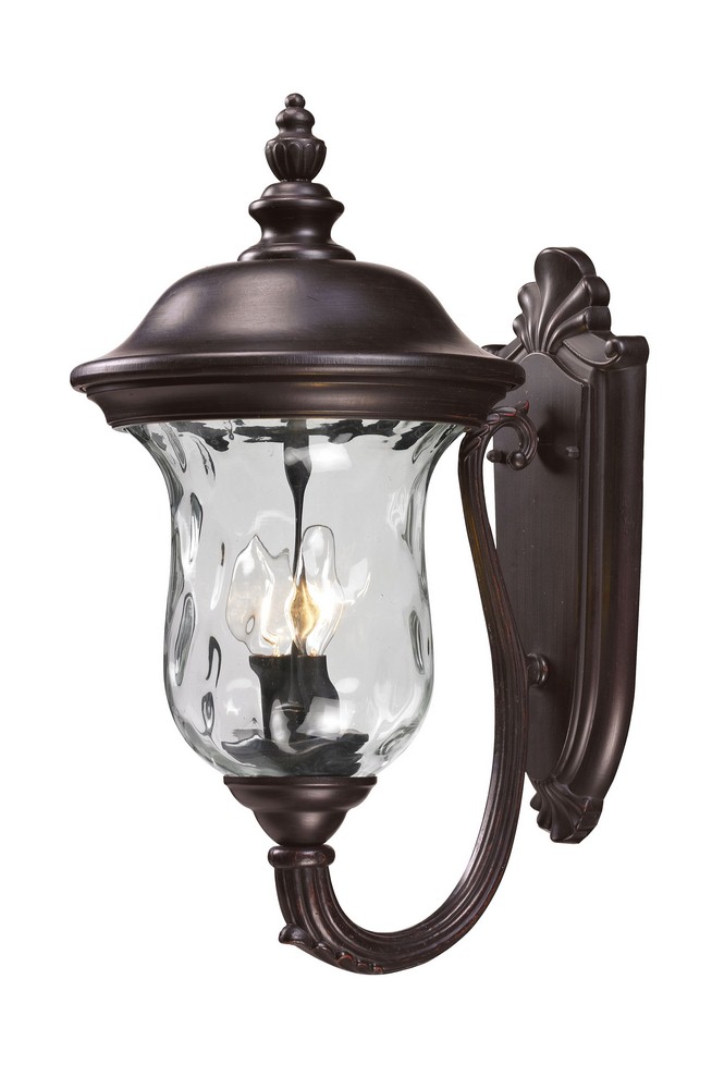 Z-Lite-533M-RBRZ-Armstrong - 2 Light Outdoor Wall Mount in Gothic Style - 10 Inches Wide by 19.5 Inches High   Bronze Finish with Clear Water Glass