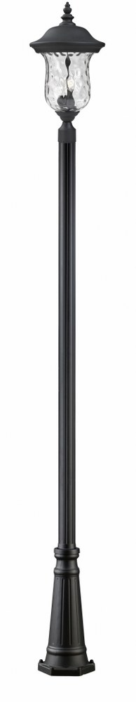 Z-Lite-533PHB-519P-BK-Armstrong - 3 Light Outdoor Post Mount Lantern in Gothic Style - 12.38 Inches Wide by 118.25 Inches High   Black Finish with Clear Water Glass