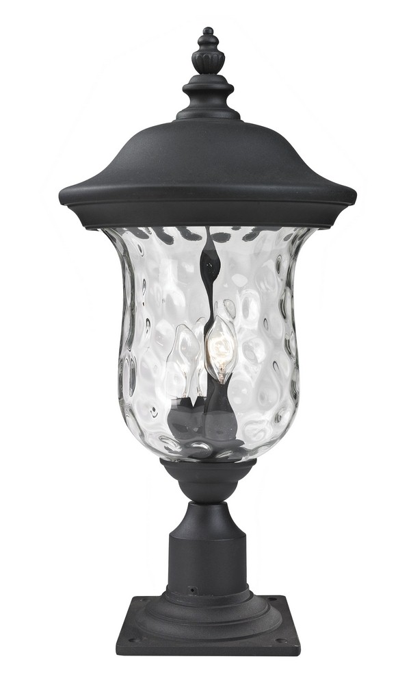 Z-Lite-533PHB-533PM-BK-Armstrong - 3 Light Outdoor Post Mount Light In Period Inspired Style-25.5 Inches Tall and 12.38 Inches Wide   Black Finish with Clear Waterglass Glass