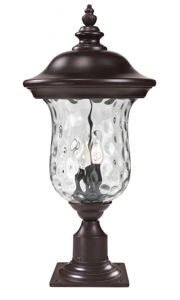 Z-Lite-533PHB-533PM-RBRZ-Armstrong - 3 Light Outdoor Pier Mount Lantern in Gothic Style - 12.38 Inches Wide by 25.5 Inches High   Bronze Finish with Clear Water Glass