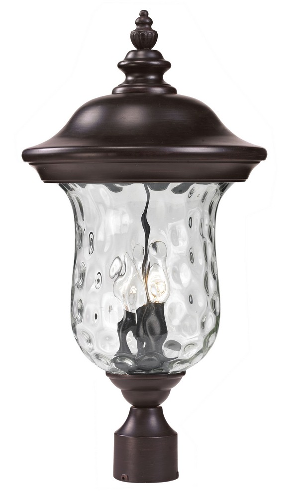 Z-Lite-533PHB-RBRZ-Armstrong - 3 Light Outdoor Post Mount Lantern in Gothic Style - 12.38 Inches Wide by 23.5 Inches High   Bronze Finish with Clear Water Glass