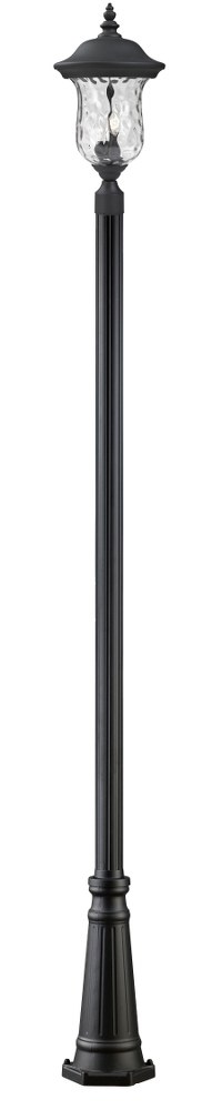 Z-Lite-533PHM-519P-BK-Armstrong - 2 Light Outdoor Post Mount Lantern in Gothic Style - 10 Inches Wide by 114.25 Inches High   Black Finish with Clear Water Glass