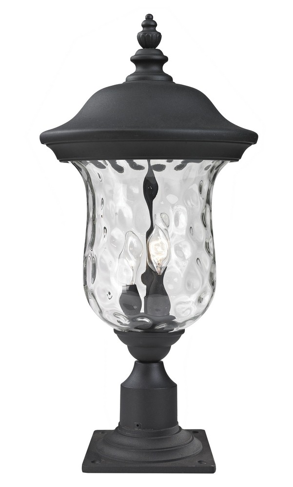 Z-Lite-533PHM-533PM-BK-Armstrong - 2 Light Outdoor Post Mount Light In Period Inspired Style-23 Inches Tall and 10 Inches Wide   Black Finish with Clear Waterglass Glass