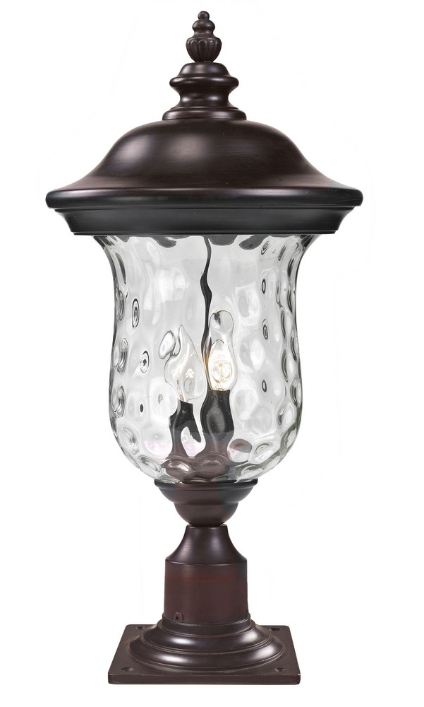 Z-Lite-533PHM-533PM-RBRZ-Armstrong - 2 Light Outdoor Pier Mount Lantern in Seaside Style - 10 Inches Wide by 23 Inches High   Bronze Finish with Clear Water Glass