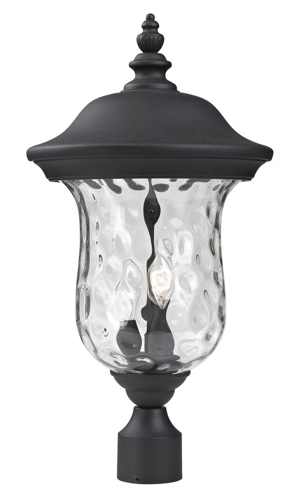 Z-Lite-533PHM-BK-Armstrong - 2 Light Outdoor Post Mount Lantern in Seaside Style - 10 Inches Wide by 21 Inches High   Black Finish with Clear Water Glass