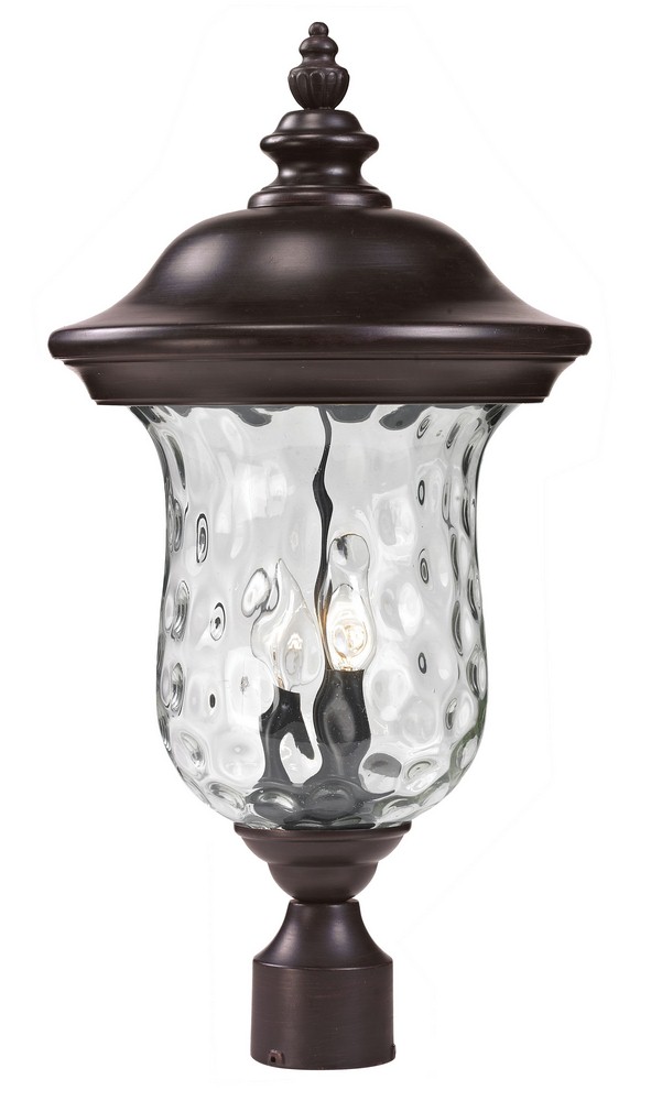 Z-Lite-533PHM-RBRZ-Armstrong - 2 Light Outdoor Post Mount Lantern in Seaside Style - 10 Inches Wide by 21 Inches High   Bronze Finish with Clear Water Glass