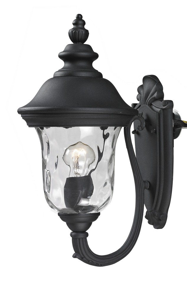 Z-Lite-533S-BK-Armstrong - 1 Light Outdoor Wall Mount in Gothic Style - 8 Inches Wide by 15.75 Inches High   Black Finish with Clear Water Glass