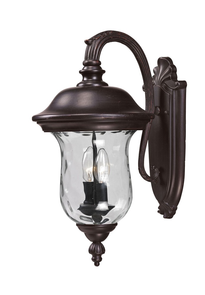 Z-Lite-534M-RBRZ-Armstrong - 2 Light Outdoor Wall Mount in Gothic Style - 10 Inches Wide by 19.5 Inches High   Bronze Finish with Clear Water Glass