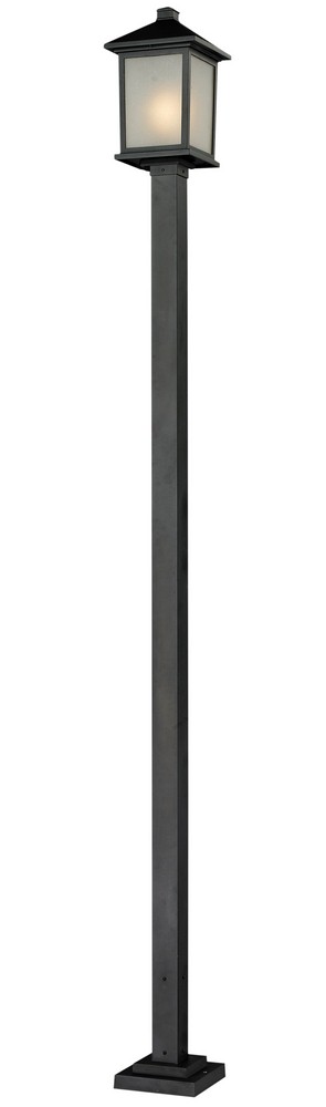 Z-Lite-537PHB-536P-BK-Holbrook - 1 Light Outdoor Post Mount Lantern in Urban Style - 9.5 Inches Wide by 112 Inches High   Black Finish with White Seedy Glass