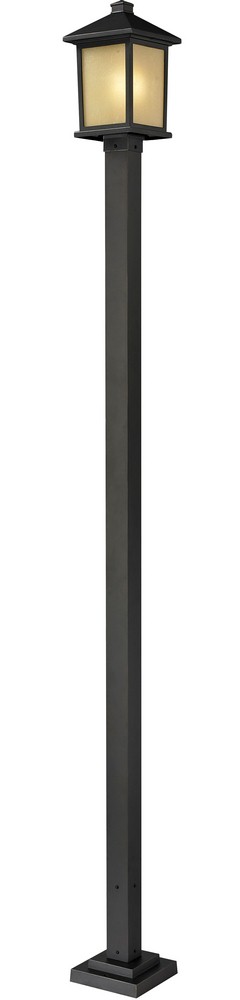 Z-Lite-537PHB-536P-ORB-Holbrook - 1 Light Outdoor Post Mount Lantern in Urban Style - 9.5 Inches Wide by 112 Inches High   Oil Rubbed Bronze Finish with Tinted Seedy Glass