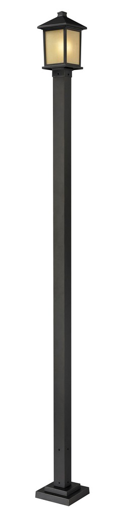 Z-Lite-537PHM-536P-ORB-Holbrook - 1 Light Outdoor Post Mount Lantern in Urban Style - 9.25 Inches Wide by 109 Inches High   Oil Rubbed Bronze Finish with Tinted Seedy Glass