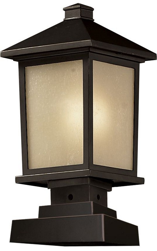 Z-Lite-537PHM-SQPM-ORB-Holbrook - 1 Light Outdoor Square Pier Mount Lantern in Fusion Style - 8.13 Inches Wide by 16.5 Inches High   Oil Rubbed Bronze Finish with Tinted Seedy Glass