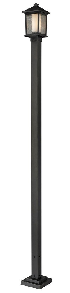 Z-Lite-538PHM-536P-ORB-Mesa - 1 Light Outdoor Post Mount Lantern in Fusion Style - 9.25 Inches Wide by 109 Inches High   Oil Rubbed Bronze Finish with Clear Seedy/Matte Opal Glass