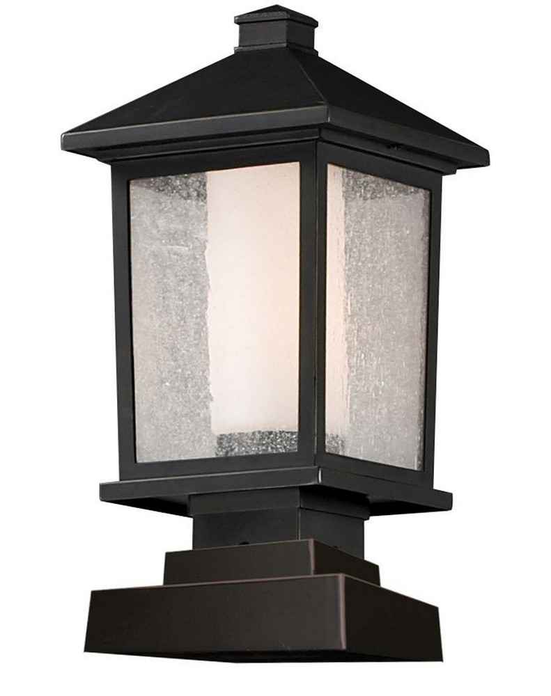 Z-Lite-538PHM-SQPM-ORB-Mesa - 1 Light Outdoor Square Pier Mount Lantern in Colonial Style - 8.13 Inches Wide by 16.5 Inches High   Oil Rubbed Bronze Finish with Clear Seedy/Matte Opal Glass