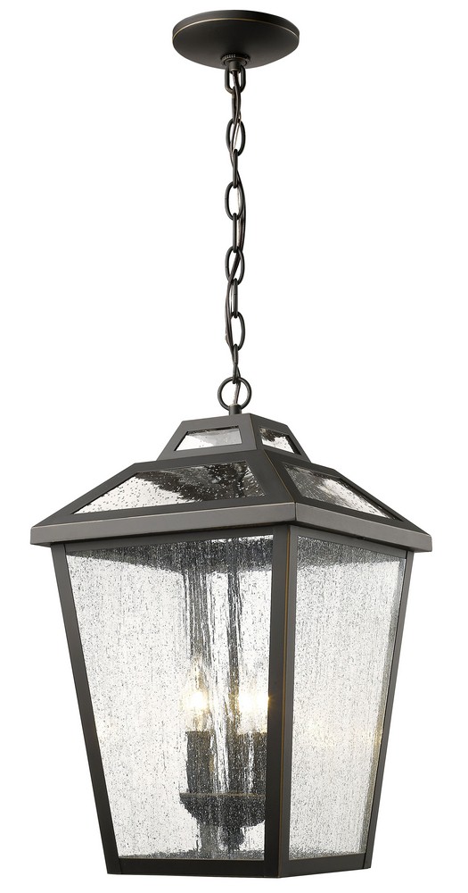 Z-Lite-539CHB-ORB-Bayland - 3 Light Outdoor Chain Mount Lantern in Colonial Style - 11 Inches Wide by 19 Inches High Oil Rubbed Bronze  Oil Rubbed Bronze Finish with Clear Seedy Glass