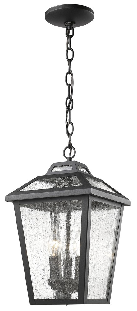 Z-Lite-539CHM-BK-Bayland - 3 Light Outdoor Chain Mount Lantern in Colonial Style - 9 Inches Wide by 15.88 Inches High Black  Oil Rubbed Bronze Finish with Clear Seedy Glass