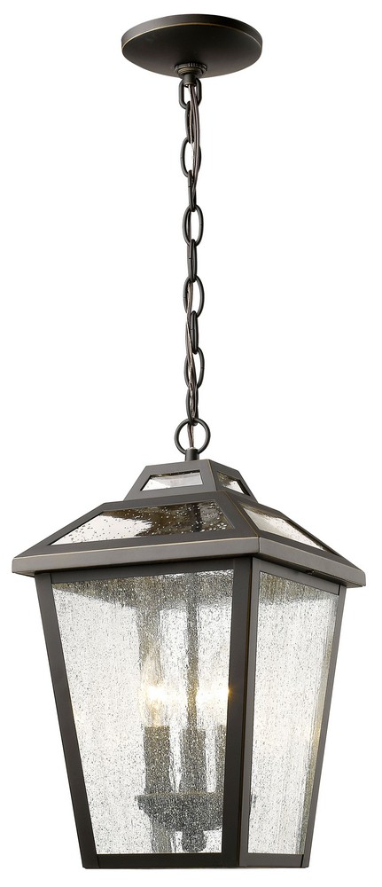 Z-Lite-539CHM-ORB-Bayland - 3 Light Outdoor Chain Mount Lantern in Colonial Style - 9 Inches Wide by 15.88 Inches High Oil Rubbed Bronze  Oil Rubbed Bronze Finish with Clear Seedy Glass