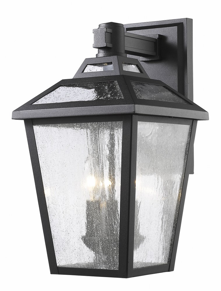 Z-Lite-539M-BK-Bayland - 3 Light Outdoor Wall Mount in Colonial Style - 9 Inches Wide by 16.63 Inches High Black  Oil Rubbed Bronze Finish with Clear Seedy Glass