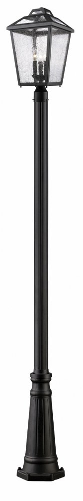 Z-Lite-539PHBR-519P-BK-Bayland - 3 Light Outdoor Post Mount Lantern in Colonial Style - 11 Inches Wide by 114.25 Inches High Black  Oil Rubbed Bronze Finish with Clear Seedy Glass