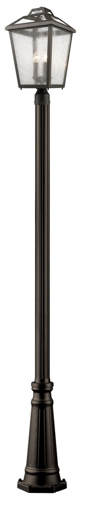 Z-Lite-539PHBR-519P-ORB-Bayland - 3 Light Outdoor Post Mount Lantern in Colonial Style - 11 Inches Wide by 114.25 Inches High Oil Rubbed Bronze  Oil Rubbed Bronze Finish with Clear Seedy Glass