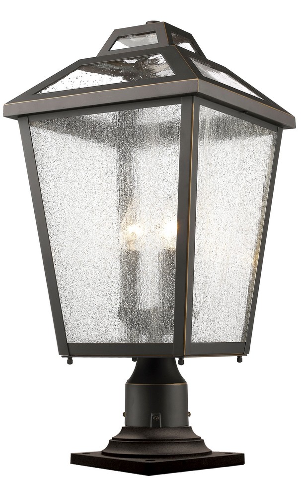 Z-Lite-539PHBR-533PM-ORB-Bayland - 3 Light Outdoor Pier Mount Lantern in Colonial Style - 11 Inches Wide by 22.5 Inches High   Bayland - 3 Light Outdoor Pier Mount Lantern in Colonial Style - 11 Inche