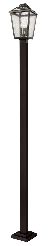 Z-Lite-539PHBS-536P-ORB-Bayland - 3 Light Outdoor Post Mount Lantern in Colonial Style - 11 Inches Wide by 114 Inches High Oil Rubbed Bronze  Oil Rubbed Bronze Finish with Clear Seedy Glass