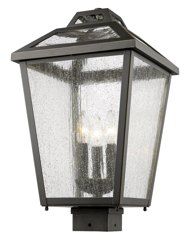 Z-Lite-539PHBS-ORB-Bayland - 3 Light Outdoor Post Mount Lantern in Colonial Style - 11 Inches Wide by 19 Inches High Oil Rubbed Bronze  Oil Rubbed Bronze Finish with Clear Seedy Glass