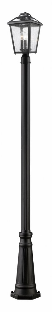 Z-Lite-539PHMR-519P-BK-Bayland - 3 Light Outdoor Post Mount Lantern in Colonial Style - 10 Inches Wide by 111.25 Inches High Black  Oil Rubbed Bronze Finish with Clear Seedy Glass