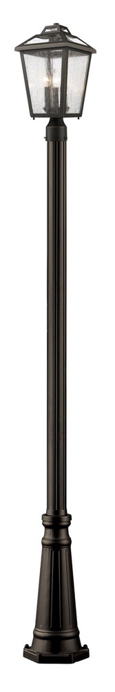 Z-Lite-539PHMR-519P-ORB-Bayland - 3 Light Outdoor Post Mount Lantern in Colonial Style - 10 Inches Wide by 111.25 Inches High Oil Rubbed Bronze  Oil Rubbed Bronze Finish with Clear Seedy Glass