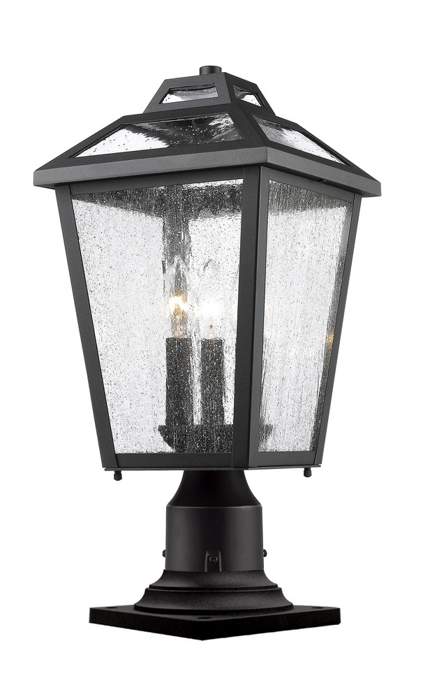 Z-Lite-539PHMR-533PM-BK-Bayland - 3 Light Outdoor Pier Mount Light In Early American Style-19.5 Inches Tall and 9 Inches Wide   Black Finish with Clear Seedy Glass