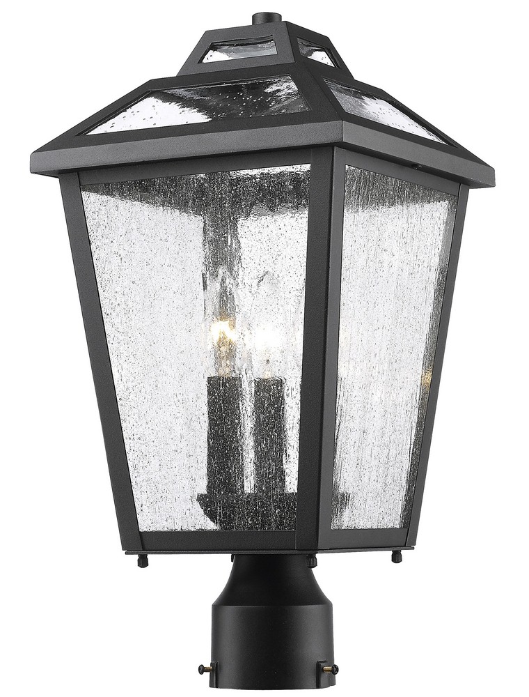 Z-Lite-539PHMR-BK-Bayland - 3 Light Outdoor Post Mount Lantern in Colonial Style - 9 Inches Wide by 17.5 Inches High Black  Oil Rubbed Bronze Finish with Clear Seedy Glass