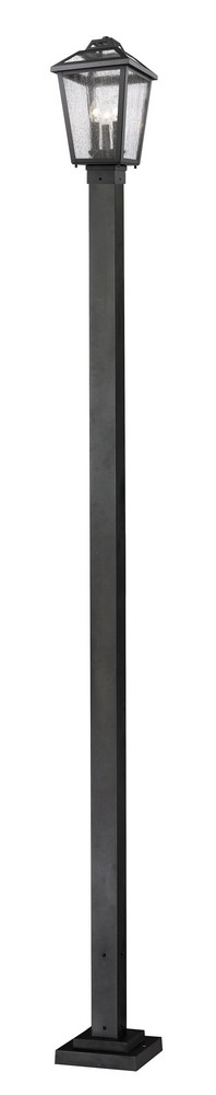 Z-Lite-539PHMS-536P-BK-Bayland - 3 Light Outdoor Post Mount Lantern in Colonial Style - 9.25 Inches Wide by 111 Inches High Black  Oil Rubbed Bronze Finish with Clear Seedy Glass