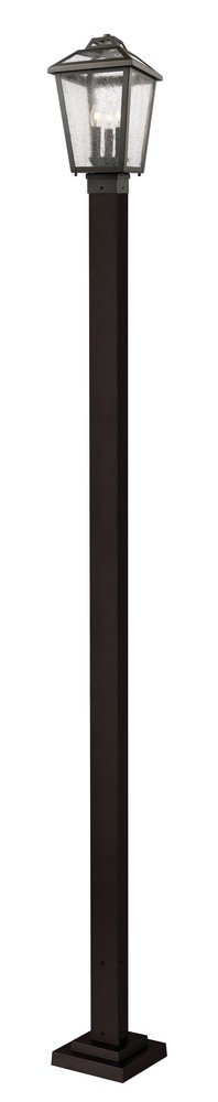 Z-Lite-539PHMS-536P-ORB-Bayland - 3 Light Outdoor Post Mount Lantern in Colonial Style - 9.25 Inches Wide by 111 Inches High Oil Rubbed Bronze  Oil Rubbed Bronze Finish with Clear Seedy Glass