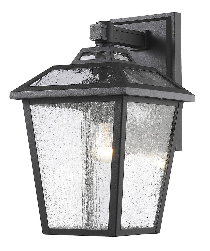 Z-Lite-539S-BK-Bayland - 1 Light Outdoor Wall Mount in Tuscan Style - 7.75 Inches Wide by 13.25 Inches High Black  Oil Rubbed Bronze Finish with Clear Seedy Glass