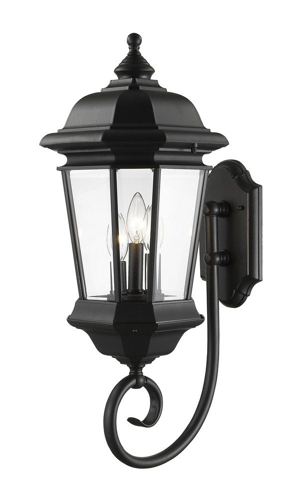 Z-Lite-540B-BK-Melbourne - 3 Light Outdoor Wall Mount in Tuscan Style - 13.75 Inches Wide by 25.5 Inches High   Black Finish with Clear Beveled Glass