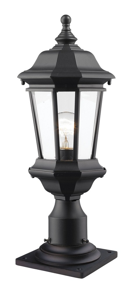 Z-Lite-540PHM-533PM-BK-Melbourne - 1 Light Outdoor Pier Mount Light In Regional Style-20.5 Inches Tall and 8 Inches Wide   Black Finish with Clear Beveled Glass