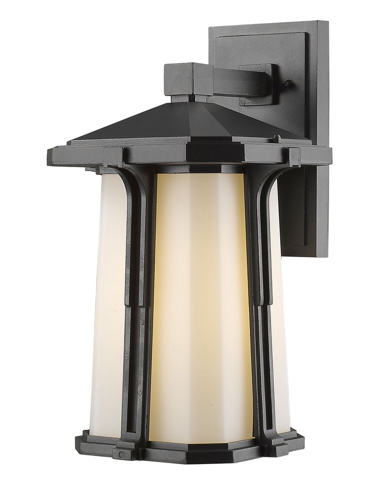 Z-Lite-542B-BK-Harbor Lane - 1 Light Outdoor Wall Mount in Seaside Style - 10.25 Inches Wide by 16.25 Inches High   Black Finish with Matte Opal Glass