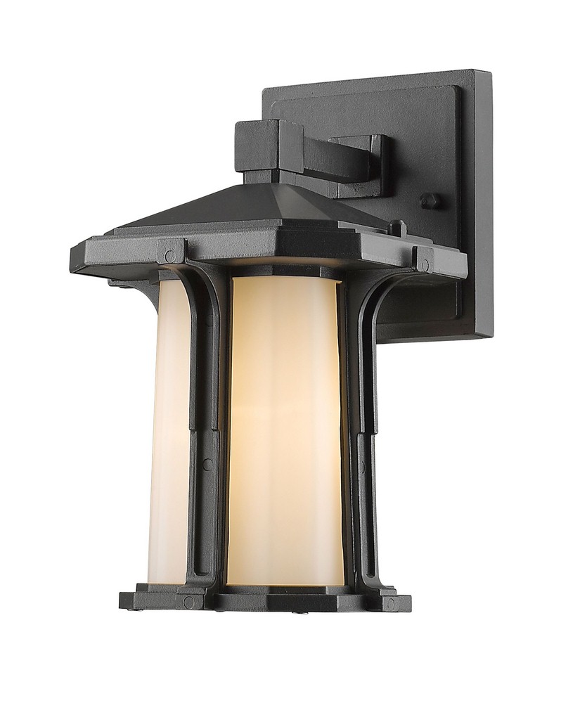 Z-Lite-542S-BK-Harbor Lane - 1 Light Outdoor Wall Mount in Gothic Style - 6.88 Inches Wide by 9.5 Inches High   Black Finish with Matte Opal Glass