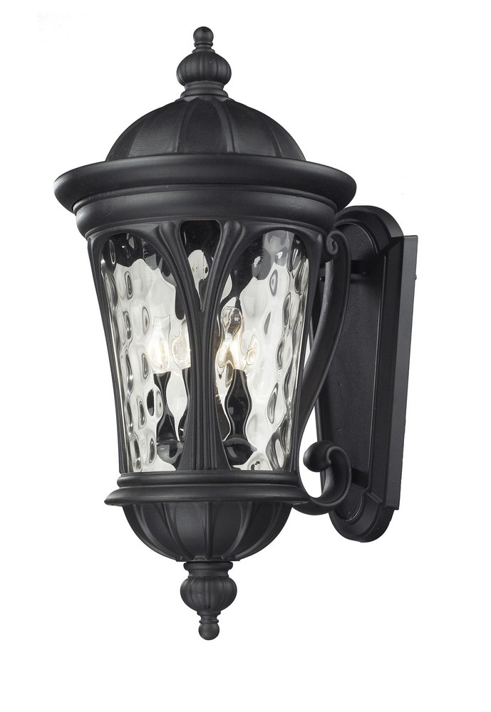 Z-Lite-543B-BK-Doma - 5 Light Outdoor Wall Mount in Gothic Style - 14 Inches Wide by 28.75 Inches High   Black Finish with Water Glass