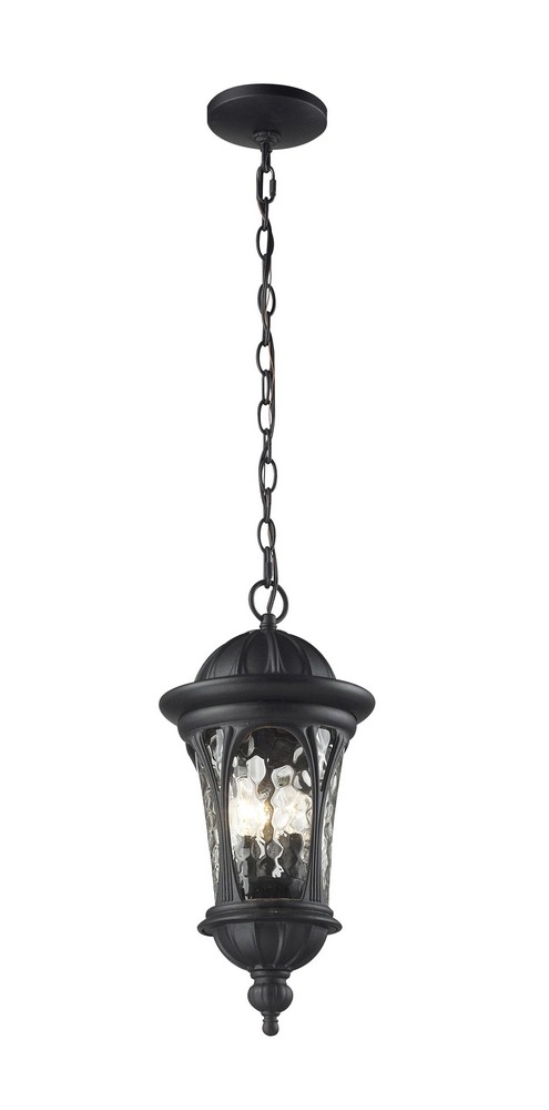 Z-Lite-543CHM-BK-Doma - 3 Light Outdoor Chain Mount Lantern in Gothic Style - 9 Inches Wide by 19.5 Inches High   Black Finish with Water Glass