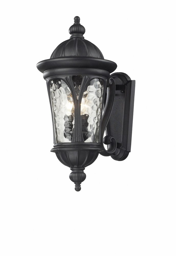 Z-Lite-543M-BK-Doma - 3 Light Outdoor Wall Mount in Gothic Style - 9 Inches Wide by 19.5 Inches High   Black Finish with Water Glass