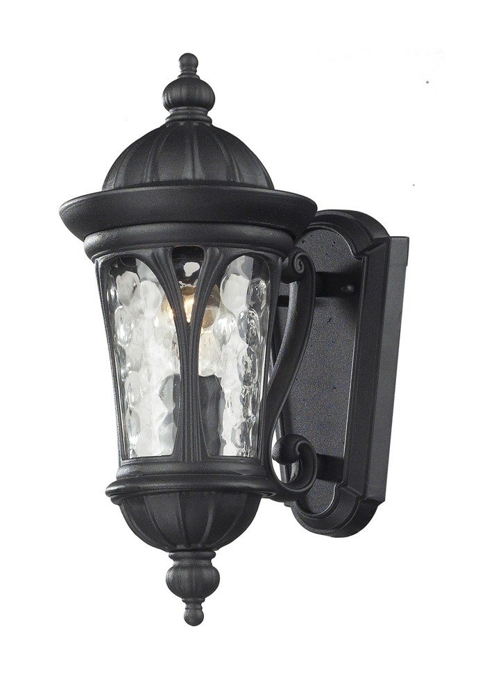 Z-Lite-543S-BK-Doma - 1 Light Outdoor Wall Mount in Gothic Style - 6.5 Inches Wide by 14 Inches High   Black Finish with Water Glass