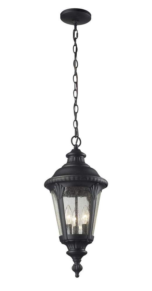 Z-Lite-545CHM-BK-Medow - 3 Light Outdoor Chain Mount Lantern in Gothic Style - 9.75 Inches Wide by 23.75 Inches High   Black Finish with Clear Seedy Glass