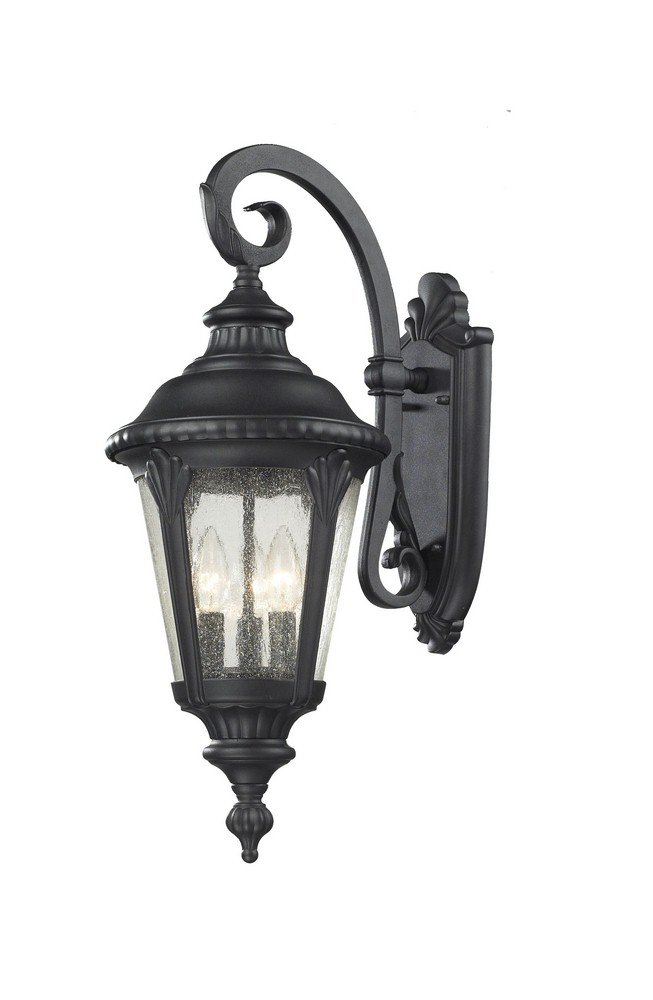 Z-Lite-545M-BK-Medow - 3 Light Outdoor Wall Mount in Gothic Style - 9.75 Inches Wide by 24.13 Inches High   Black Finish with Clear Seedy Glass