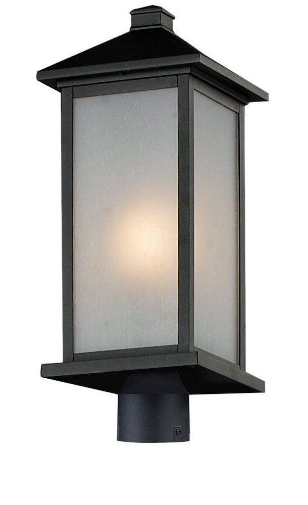 Z-Lite-547PHB-BK-R-Vienna - 1 Light Outdoor Post Mount Lantern in Seaside Style - 9.5 Inches Wide by 23.5 Inches High   Black Finish with White Seedy Glass