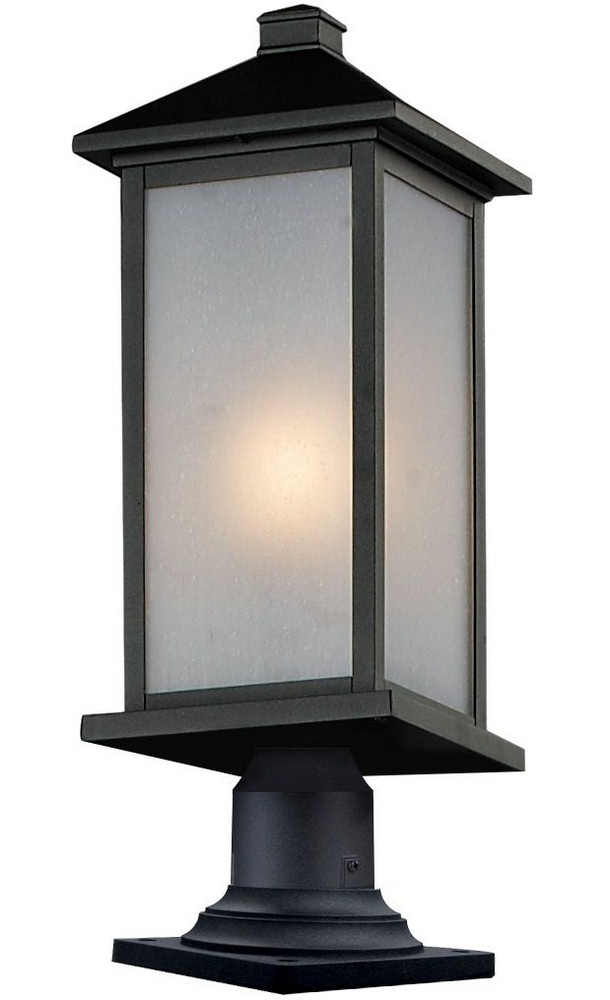 Z-Lite-547PHBR-533PM-BK-Vienna - 1 Light Outdoor Pier Mount Light In Coastal Style-25.5 Inches Tall and 9.5 Inches Wide   Black Finish with White Seedy Glass