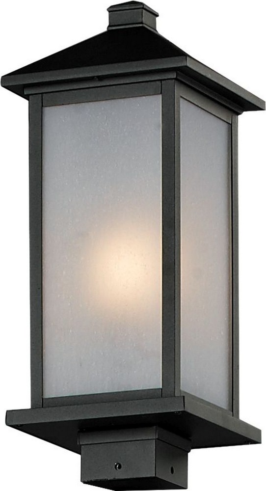 Z-Lite-547PHM-BK-Vienna - 1 Light Outdoor Post Mount Lantern in Seaside Style - 8 Inches Wide by 20 Inches High   Black Finish with White Seedy Glass