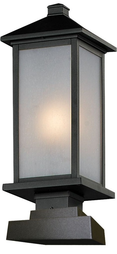 Z-Lite-547PHM-SQPM-BK-Vienna - 1 Light Outdoor Square Pier Mount Lantern in Seaside Style - 8 Inches Wide by 22.5 Inches High   Black Finish with White Seedy Glass