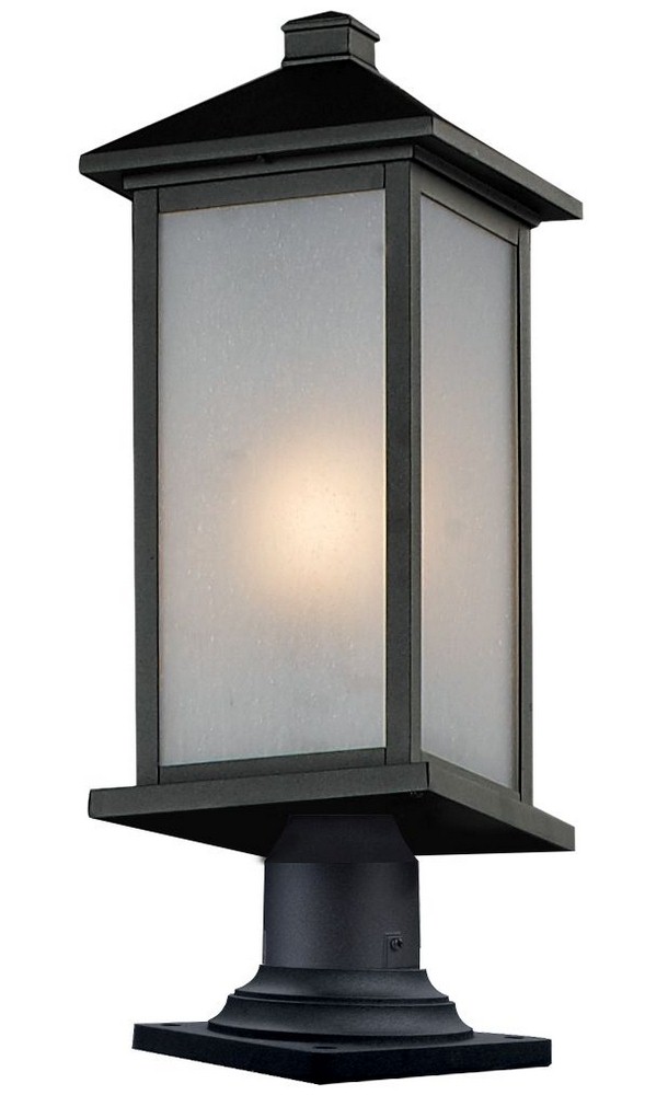 Z-Lite-547PHMR-533PM-BK-Vienna - 1 Light Outdoor Pier Mount Light In Coastal Style-23.5 Inches Tall and 8 Inches Wide   Black Finish with White Seedy Glass